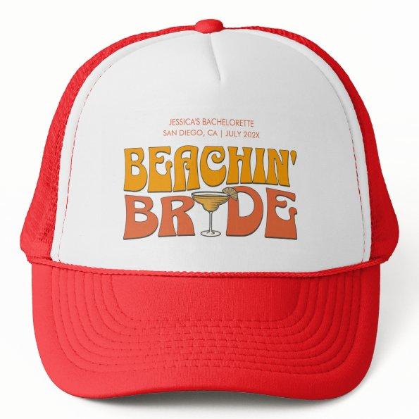 Beach Bachelorette Party Groovy Beachin Babes Trucker Hat