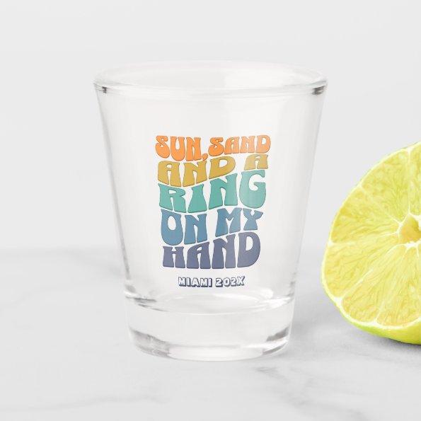 Beach Bachelorette Party Groovy Retro Beach Bride Shot Glass