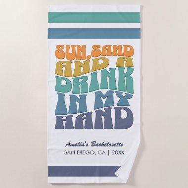 Beach Bachelorette Party Groovy Retro Bridesmaid Beach Towel