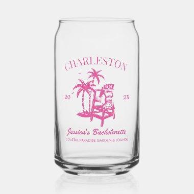 Beach Bachelorette Party Pink Custom Bridesmaid Can Glass