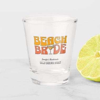Beach Bachelorette Party Retro Groovy Beach Bride Shot Glass