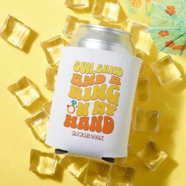 Beach Bachelorette Party Retro Sun Sand Ring Can Cooler