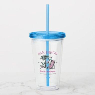 Beach Bachelorette Party Vintage Bridesmaid Custom Acrylic Tumbler