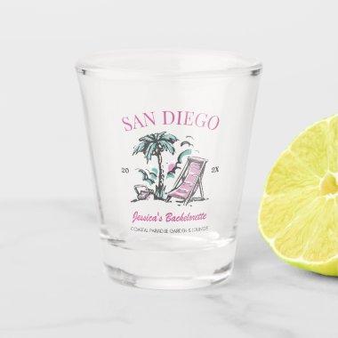 Beach Bachelorette Party Vintage Bridesmaid Custom Shot Glass