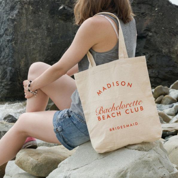 Beach Bachelorette Retro Modern Personalized Tote Bag