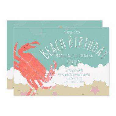 Beach Birthday Crab Sand Ocean Waves