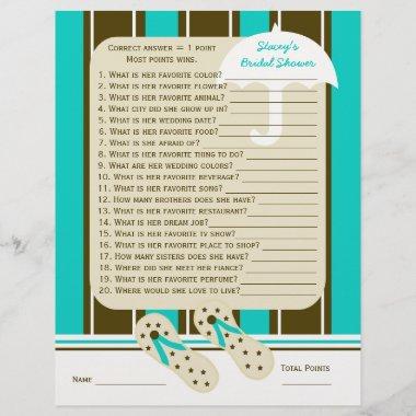 Beach Bridal or Wedding Shower Party Game