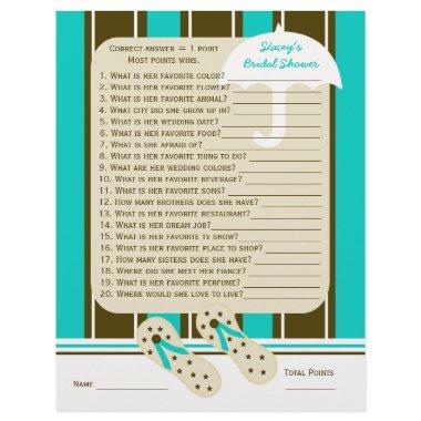 Beach Bridal or Wedding Shower Party Game