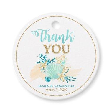 Beach  Aqua and Gold Favor Tags