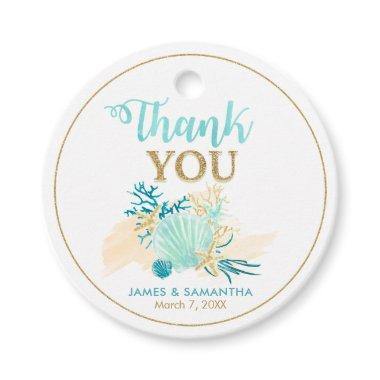 Beach Bridal Shower Aqua and Gold Favor Tags