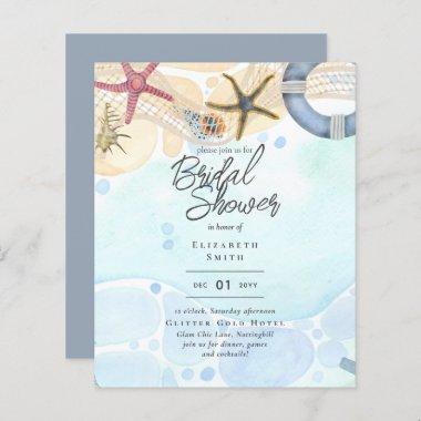 Beach Bridal Shower Coastal Nautical Invitations