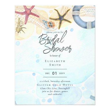 Beach Bridal Shower Coastal Nautical Invitations Flyer