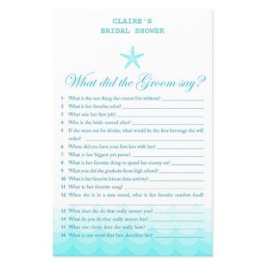 Beach Bridal Shower Game, Nautical, Mermaid