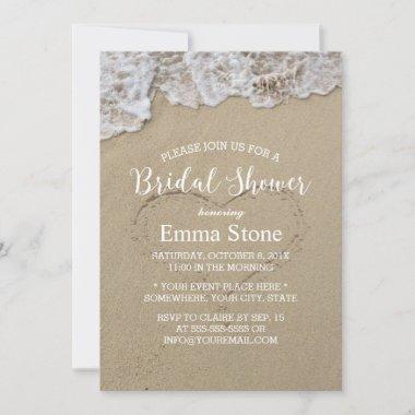 Beach Bridal Shower Heart in the Sand Invitations