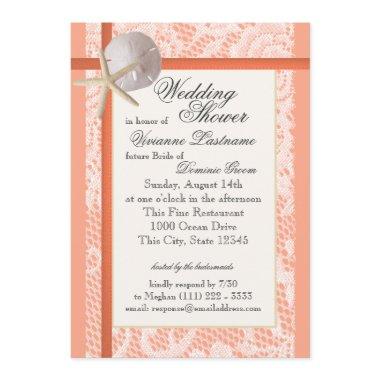 Beach Bridal Shower Light Coral Invitations