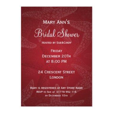 Beach Bridal Shower Starfish Red Invitations