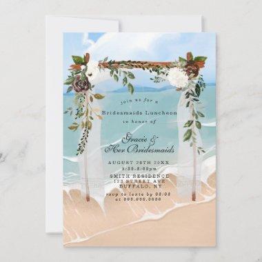 Beach Canopy Floral Bridesmaids Luncheon Invites