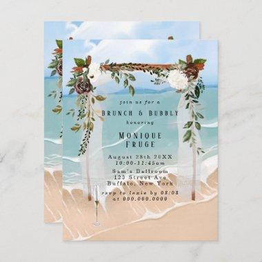 Beach Canopy Floral Tropic Brunch & Bubbly Invites