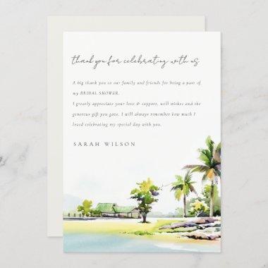 Beach Coastal Palm Tree Watercolor Bridal Shower Thank You Invitations