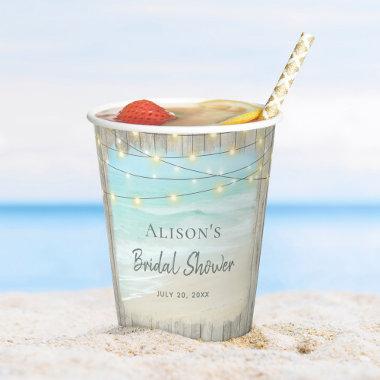 Beach Coastal Rustic Wood Bridal Shower Paper Cups