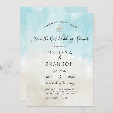 Beach Colors Couples stock the bar wedding shower Invitations