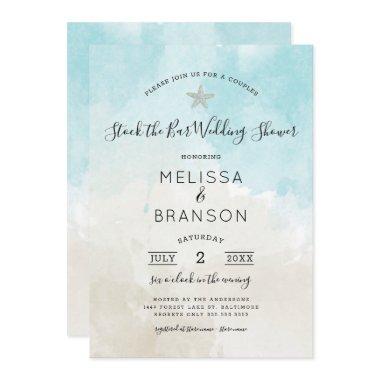 Beach Colors Couples stock the bar wedding shower Invitations