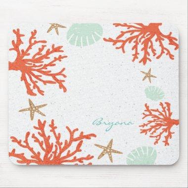 Beach Coral Reef Sea Shell & Starfish Mouse Pad