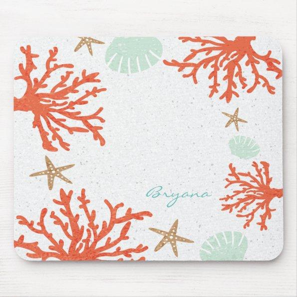 Beach Coral Reef Sea Shell & Starfish Mouse Pad