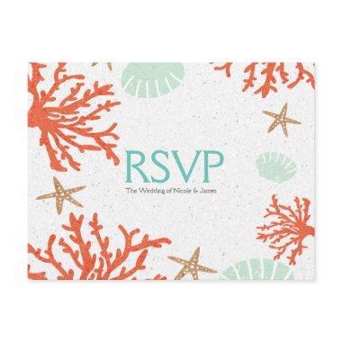 Beach Coral Reef Sea Shell & Starfish RSVP Card