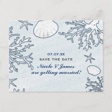 Beach Coral Reef Sea Shell Starfish Save The Date Announcement PostInvitations