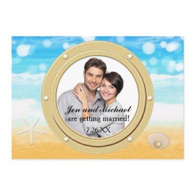 Beach Cruise Shell Wedding Port Photo Invitations