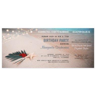 Beach Destination Party Boarding Pass Ticket
