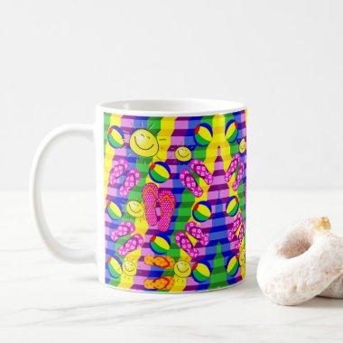 Beach Flip Flops Sun Blue Yellow Mug