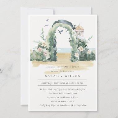 Beach Floral Arch Botanical Couples Shower Invite