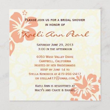 Beach Flowers Bridal Shower - Coral Invitations