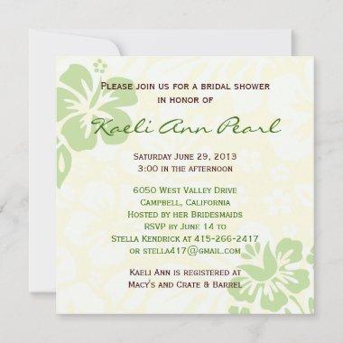 Beach Flowers Bridal Shower - Green Invitations