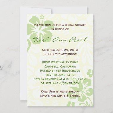 Beach Flowers Bridal Shower - Green Invitations