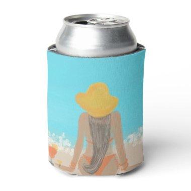 Beach Girl Long Hair  Party Can Cooler