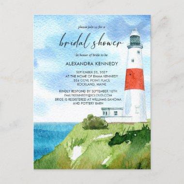 Beach Lighthouse Nautical Themed Bridal Shower PostInvitations