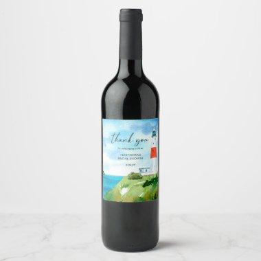 Beach Lighthouse Nautical Themed Bridal Shower  Wine Label