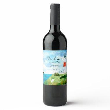 Beach Lighthouse Nautical Themed   Wine Label