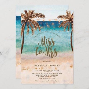 beach Miss to Mrs bridal shower Invitations