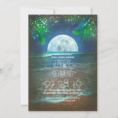 Beach Moonlight Bridal Shower Lights Invitations