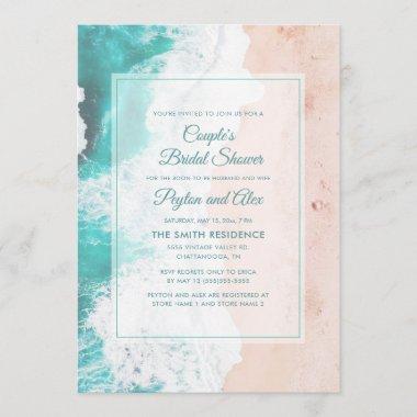 Beach Ocean Tropical Teal Couple's Bridal Shower Invitations