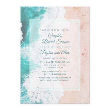 Beach Ocean Tropical Teal Couple's Bridal Shower Invitations