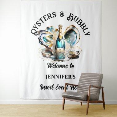 Beach oysters sparkling wine party event chic tapestry