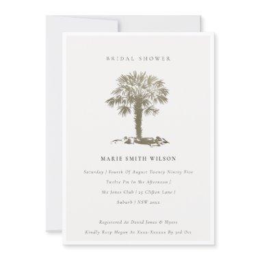 Beach Palm Tree Dark Gold  Invite