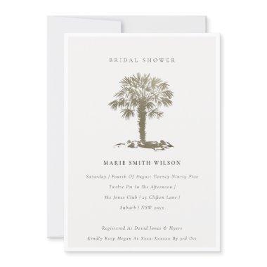 Beach Palm Tree Dark Gold Bridal Shower Invite