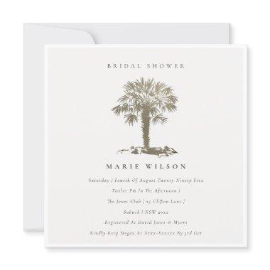 Beach Palm Tree Dark Gold Bridal Shower Invite