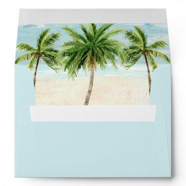 Beach Palm Tree Wedding Bridal Shower Envelopes